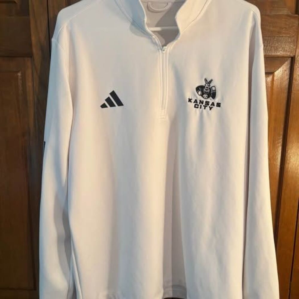 Adidas White UMKC Kansas City Quarter-Zip Pullover Large